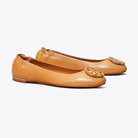 Tory Burch Multi-Logo Ballet Flats Tan 9.5 10 - Picture 6 of 11